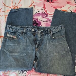 Diesel Men Straight Denim Jeans Regular Fit Vintage Wash Smart Casual Size 36